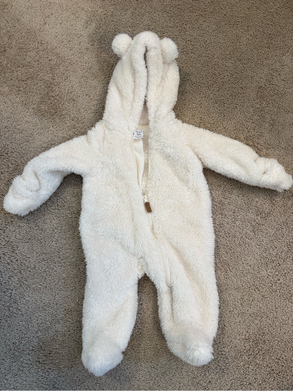 Carter’s Cream Teddy One-Piece Footie with Hood and Ears